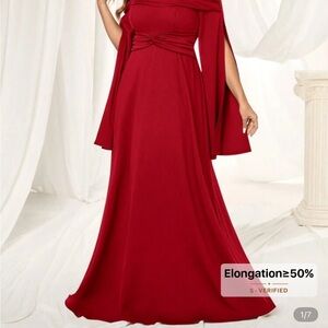 SHEIN Red Maxi Dress with Cape Sleeves